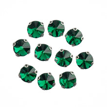 Load image into Gallery viewer, Sew-On Rhinestone – Round 10 mm, Silver Setting (20 pcs)