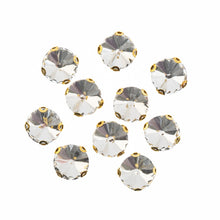 Load image into Gallery viewer, Sew-On Rhinestone – Round 10 mm, Gold Setting (20 pcs)