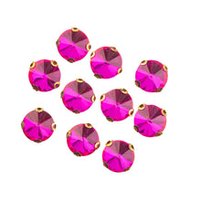 Load image into Gallery viewer, Sew-On Rhinestone – Round 10 mm, Gold Setting (20 pcs)