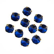 Load image into Gallery viewer, Sew-On Rhinestone – Round 10 mm, Gold Setting (20 pcs)