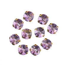 Load image into Gallery viewer, Sew-On Rhinestone – Round 10 mm, Gold Setting (20 pcs)