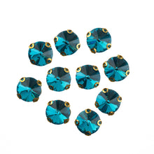 Load image into Gallery viewer, Sew-On Rhinestone – Round 10 mm, Gold Setting (20 pcs)