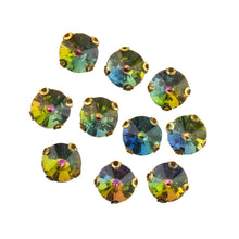 Load image into Gallery viewer, Sew-On Rhinestone – Round 10 mm, Gold Setting (20 pcs)