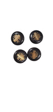 Load image into Gallery viewer, Black Enamel Button with Gold waves