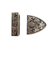 Load image into Gallery viewer, Vintage Western Floral Engraved silver- tone Belt Buckle set- 3 pieces
