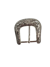 Load image into Gallery viewer, Vintage Western Floral Engraved silver- tone Belt Buckle set- 3 pieces
