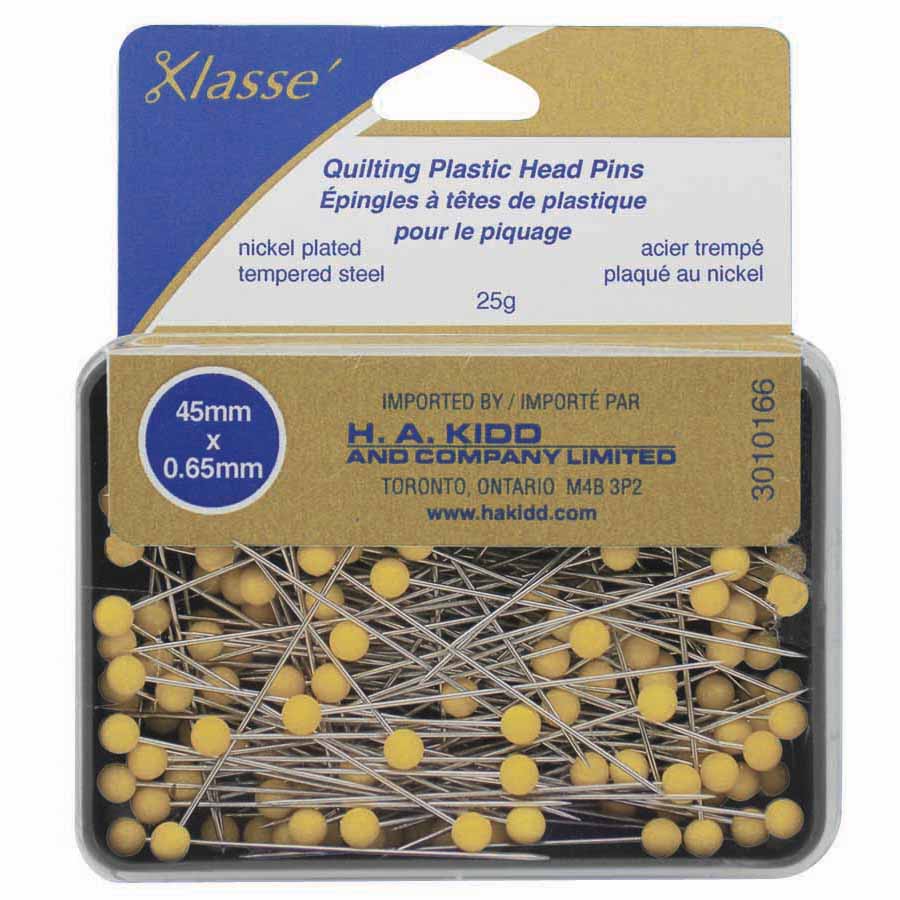 Quilting Plastic Head Pins Yellow 165pcs - 45mm (1 3⁄4″)