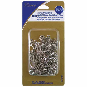 Curved Safety Pin 100pcs - 25mm (1″) Size 1