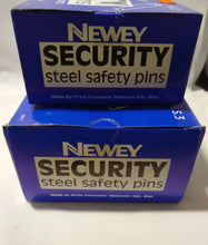 Load image into Gallery viewer, Two boxes of Newey Security steel safety pins on a white background
