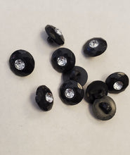 Load image into Gallery viewer, Black Diamond-cut button (w/white stone)
