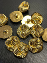 Load image into Gallery viewer, Gold Rotate Knot Flower Shank Button
