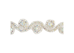 Beaded Crystal Swirl Trim 38mm (by the yard)