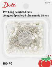 Load image into Gallery viewer, 1-1/2" Long Pearlized Pins, 100 pc

